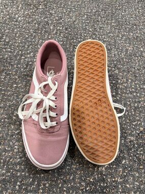 Vans Pink Canvas Low-Top Sneakers with White Stripe